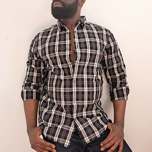 Banana Republic Soft wash Tailored Slim Fit plaid Shirt, Size Xl, Black/White